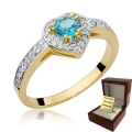 ZŁOTY PIERŚCIONEK ZARĘCZYNOWY  Z BRYLANTEM i TOPAZEM