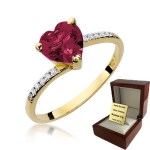 ZŁOTY PIERŚCIONEK ZARĘCZYNOWY Z RUBINEM I BRYLANTAMI 
