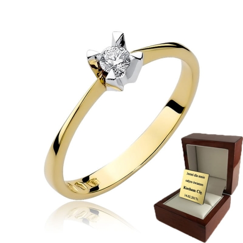 ZŁOTY PIERŚCIONEK ZARĘCZYNOWY Z BRYLANTEM 0,12ct
