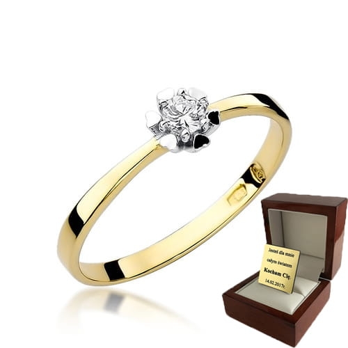 ZŁOTY PIERŚCIONEK ZARĘCZYNOWY Z BRYLANTEM 0,10ct