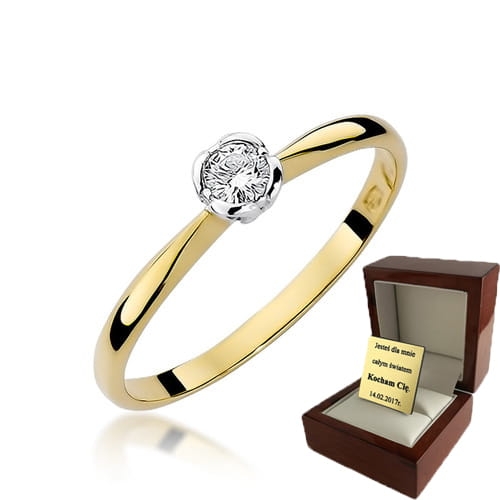 ZŁOTY PIERŚCIONEK ZARĘCZYNOWY Z BRYLANTEM 0,10ct