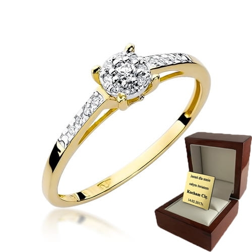 ZŁOTY PIERŚCIONEK ZARĘCZYNOWY Z BRYLANTAMI 0,12ct
