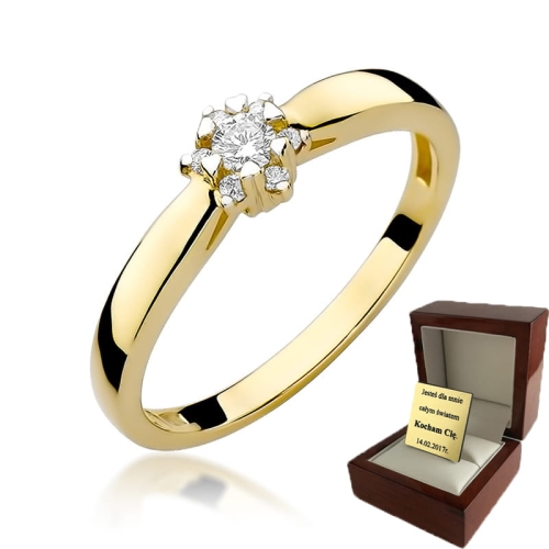 ZŁOTY PIERŚCIONEK ZARĘCZYNOWY Z BRYLANTAMI 0,15ct