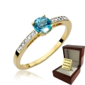 ZŁOTY PIERŚCIONEK ZARĘCZYNOWY Z TOPAZEM I BRYLANTAMI
