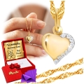 Złoty Łańcuszek z Wisiorkiem Serduszko 585 Grawer
