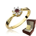 ZŁOTY PIERŚCIONEK ZARĘCZYNOWY Z RUBINEM i BRYLANTAMI