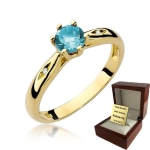 ZŁOTY PIERŚCIONEK ZARĘCZYNOWY Z TOPAZEM I BRYLANTAMI