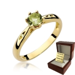 ZŁOTY PIERŚCIONEK ZARĘCZYNOWY Z OLIWINEM i BRYLANTAMI