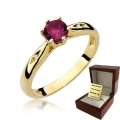 ZŁOTY PIERŚCIONEK ZARĘCZYNOWY Z RUBINEM I BRYLANTAMI
