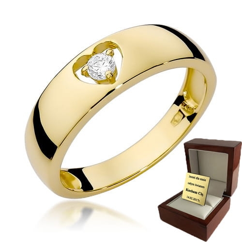 ZŁOTY PIERŚCIONEK ZARĘCZYNOWY SERCE Z BRYLANTEM 0,10ct 