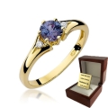 ZŁOTY PIERŚCIONEK ZARĘCZYNOWY Z SZAFIREM I BRYLANTAMI