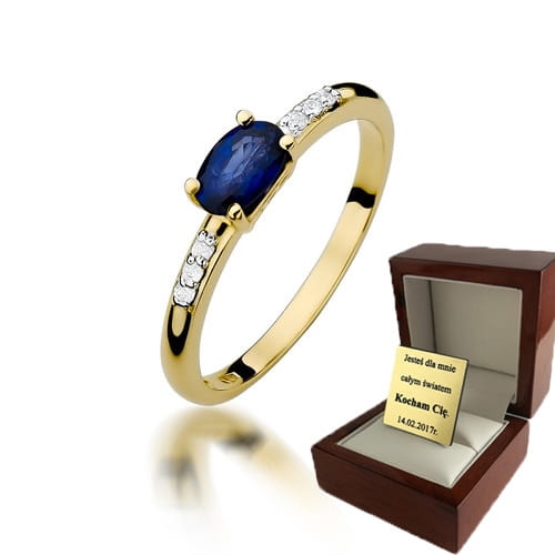 ZŁOTY PIERŚCIONEK ZARĘCZYNOWY Z SZAFIREMI BRYLANTAMI