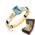 ZŁOTY PIERŚCIONEK ZARĘCZYNOWY Z TOPAZEM I BRYLANTAMI