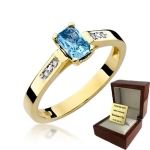 ZŁOTY PIERŚCIONEK ZARĘCZYNOWY Z TOPAZEM I BRYLANTAMI