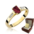 ZŁOTY PIERŚCIONEK ZARĘCZYNOWY Z RUBINEM I BRYLANTAMI