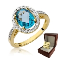 ZŁOTY PIERŚCIONEK ZARĘCZYNOWY Z TOPAZEM I BRYLANTAMI