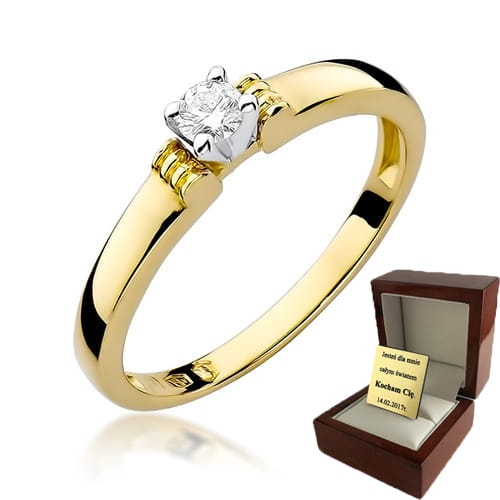 ZŁOTY PIERŚCIONEK ZARĘCZYNOWY Z BRYLANTEM 0,15ct