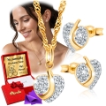 Złoty Komplet Naszyjnik Kolczyki Serca Złoto 585