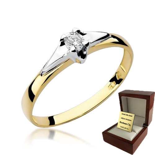 ZŁOTY PIERŚCIONEK ZARĘCZYNOWY Z BRYLANTEM 0,10ct 