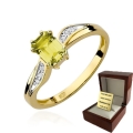 ZŁOTY PIERŚCIONEK ZARĘCZYNOWY Z CYTRYNEM i  BRYLANTAMI