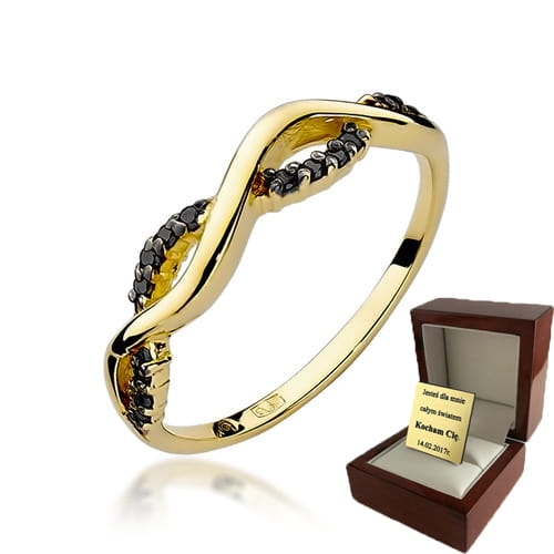 ZŁOTY PIERŚCIONEK ZARĘCZYNOWY Z CZARNYMI BRYLANTAMI 0,07ct