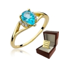 ZŁOTY PIERŚCIONEK ZARĘCZYNOWY Z TOPAZEM i BRYLANTAMI