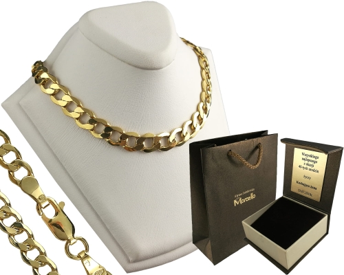 ZŁOTY MĘSKI ŁAŃCUSZEK PANCERKA 7mm/55cm Złoto pr.585 +GRAWER 