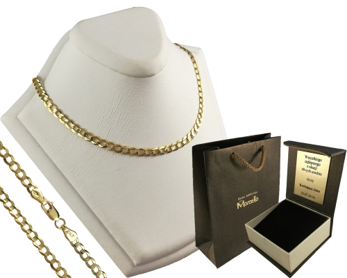 ZŁOTY MĘSKI ŁAŃCUSZEK PANCERKA 3mm/55cm Złoto pr.585 PEŁNY+GRAWER  