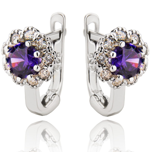 SREBRNE DAMSKIE KOLCZYKI Z CYRKONIAMI+GRAWER  